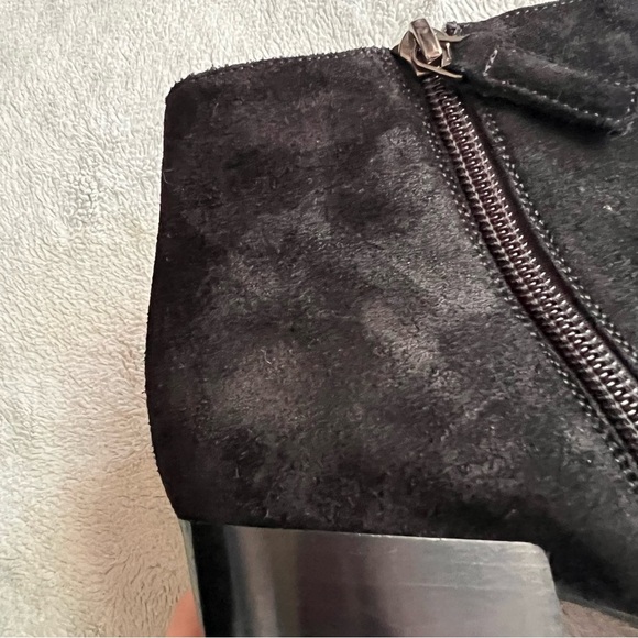 Aquatalia Charlotte Weatherproof Suede Leather Block Heel Ankle Boot Black 7.5 - Picture 13 of 15